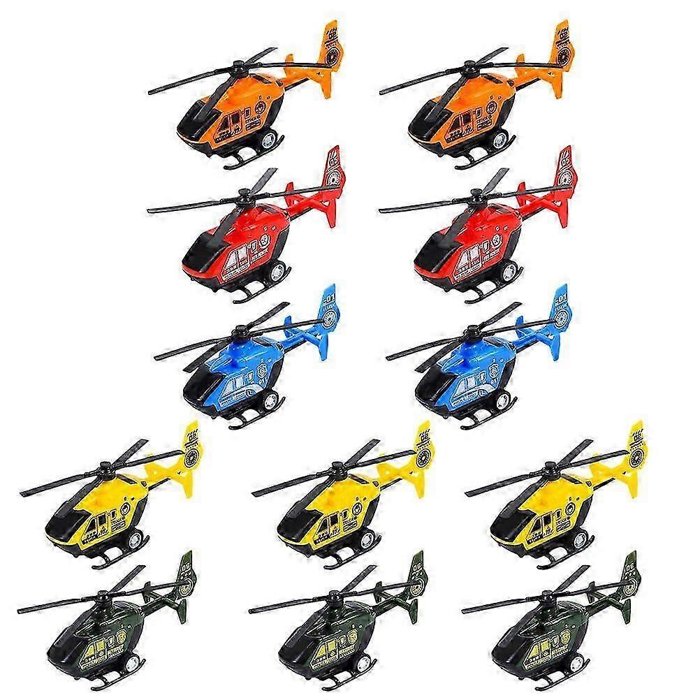 12Pcs Children Airplanes Toys Pull Back Power Helicopter Toys Pullback Helicopters