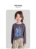 Girls' Cartoon Long-Sleeve Cotton T-Shirt - Spring/Autumn Fashionable Color Block Top
