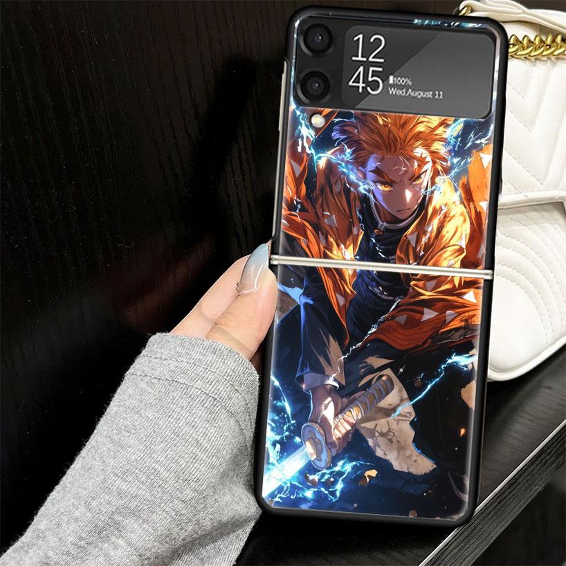Agatsuma Zenitsu Demon Slayers Case for Samsung Galaxy Z Flip7 Flip6 Flip5 Flip4 Flip3 5G Hard Phone Shell Z Flip 7 6 5 4 3 Blac