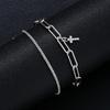 4-piece Fashion Street Style Cross Pendant Necklace Zircon Bracelet Jewelry Set for Men Women Punk Party Daily Wear Jewelry Gift