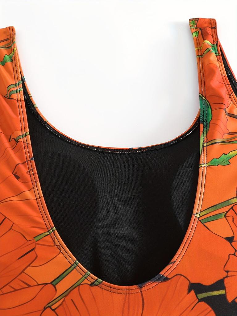 Sommer Damen Blumen Digitaldruck Einteiler Badeanzug