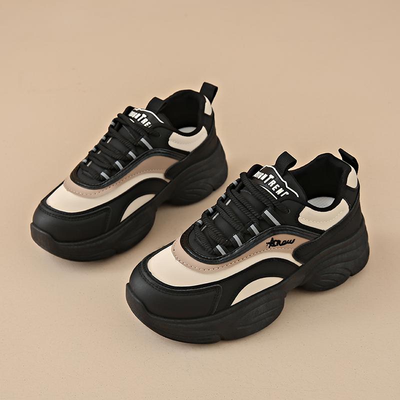 

Fashion CRLAYDK Chunky Platform Walking Sneakers for Women Dad Lace Up Fashion Shoes Leather Wedge Comfortable Sport Running Tennis 35