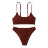 Women's Summer Fashion Sexy Color Waist Split Strap Bikini Swimsuit Set