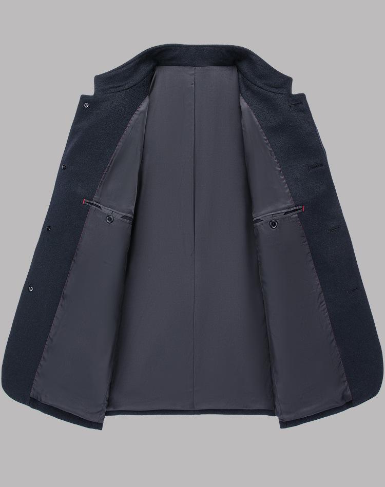 Men's Autumn Winter Wool Coat - Middle-aged Stand Collar Business Casual Jacket