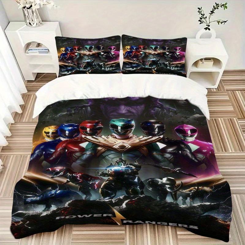 3pcs Power Rangers Themed Design Quilt Set - Soft and Comfortable Bedroom, Guest Room and Dorm Decor Bedding Set 1 Quilt Cover + 2 Pillowcases.F063