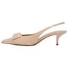 Pu Elegant Pointed Toe Patent Leather Open Back Mule Stiletto High Heels 6Cm Women High Heels Beige 12223510098