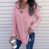 Damen V-Ausschnitt Träger Langarm T-Shirt Top Bluse