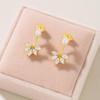 Pear and Marquise Floral Drop Earrings - 925 Sterling Silver Yellow Plated