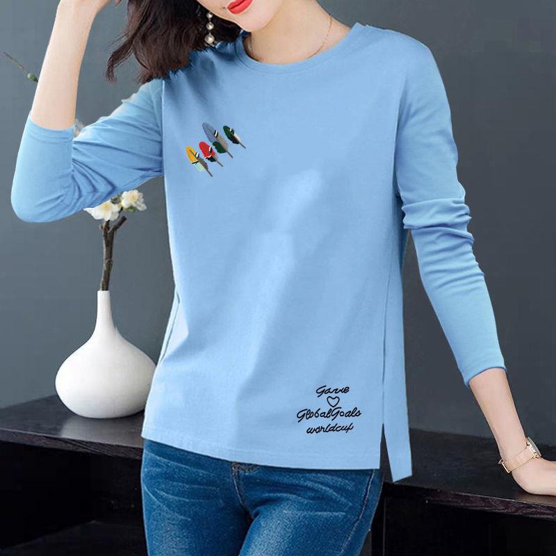 

Женские модные повседневные весенне-осенние блузки и рубашки с круглым вырезом с длинными рукавами XXXL синий