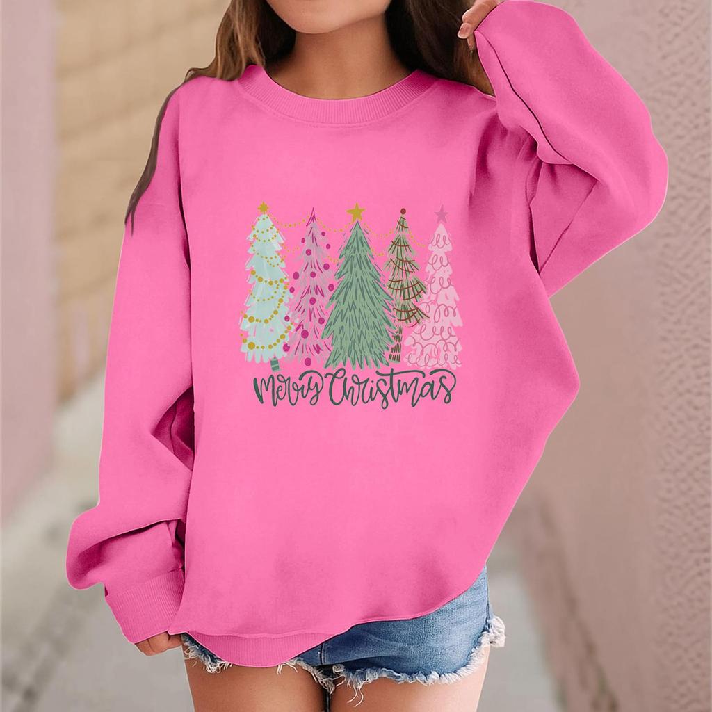 Children's Fashionable Casual Long-sleeved Loose Christmas Print Pullover Sweatshirt