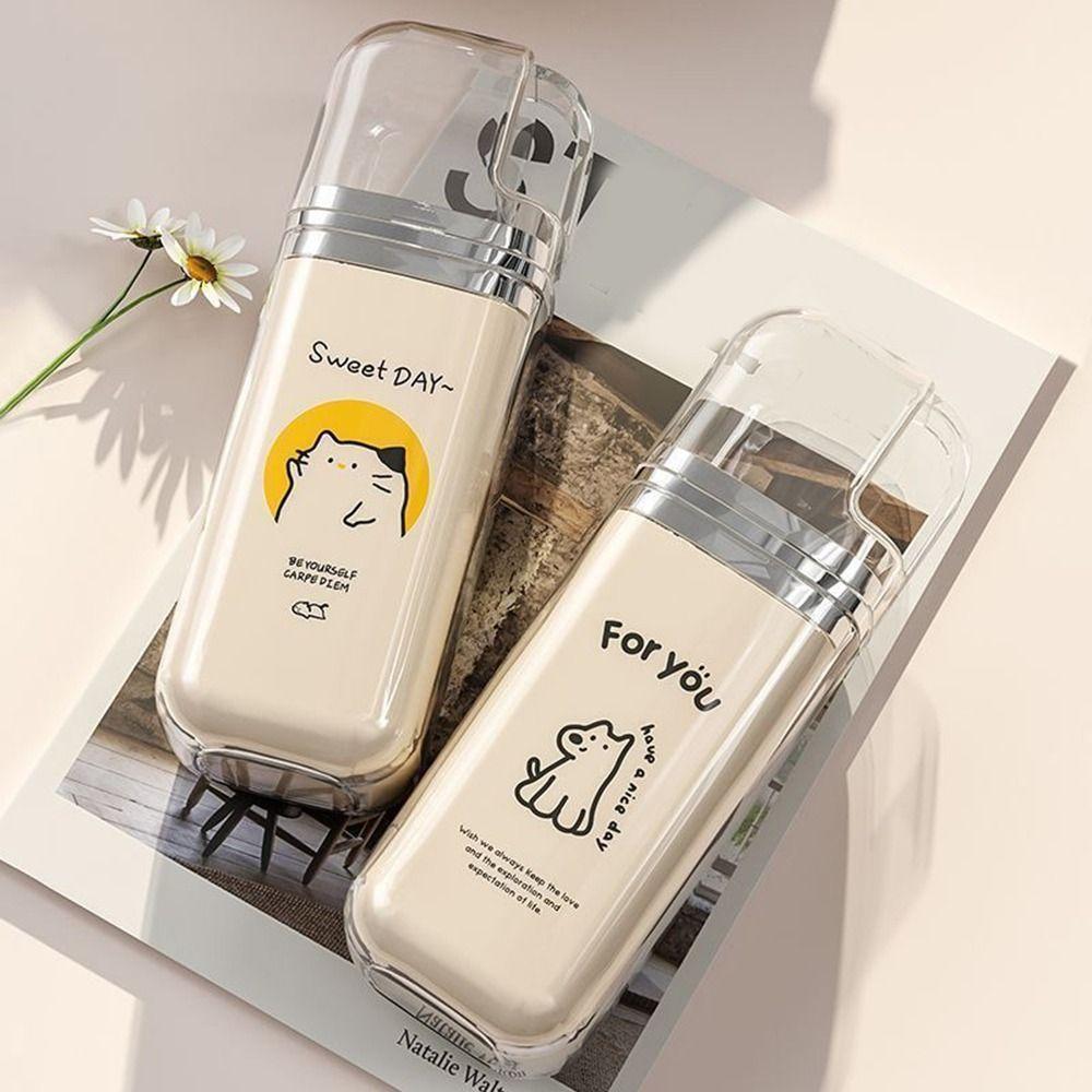 2Pcs Sealed Mouthwash Cup Toothpaste Dispenser Large Capacity Wash Cup Set Camping