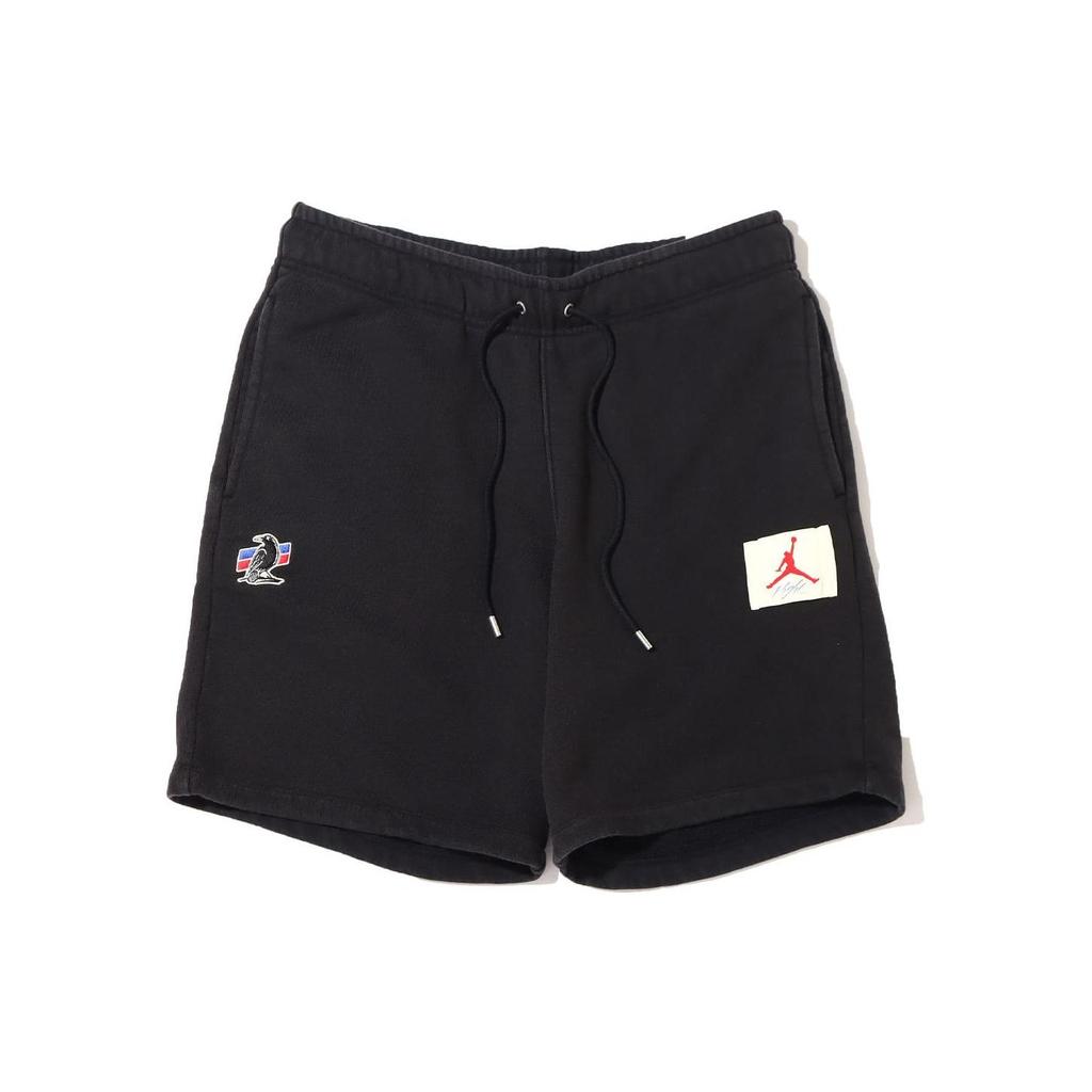 Jordan Logo Patch Drawstring Straight-Leg Shorts Men Bottoms Black DV6964-010
