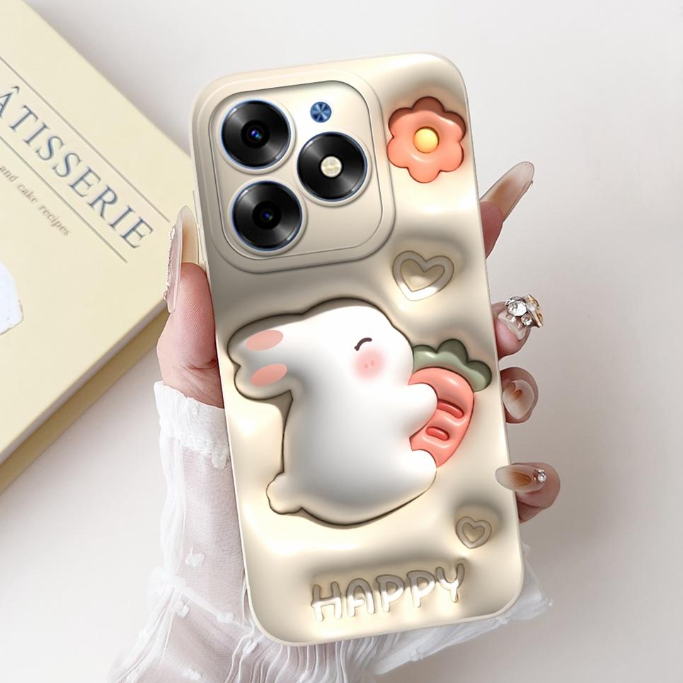 Luxus Modische Rückabdeckung Für Tecno Spark GO 2024 BG6 Hülle Weiches Silikon SparkGO 2024 Handyhülle Hase Katze Blume Panda Funda