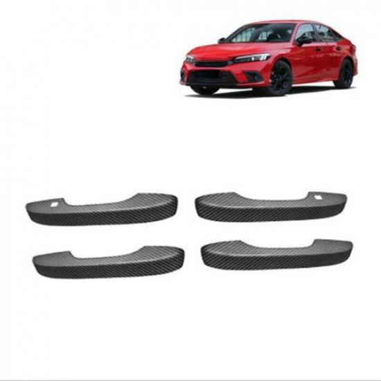 For Honda Civic 2022 11th Carbon Fiber 4X Exterior Door Handle Cover Trim