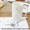 Schwarzes Sternzeichen Keramiktassen-Set - Kreative Kaffeetassen für Paare mit Deckel und Löffel