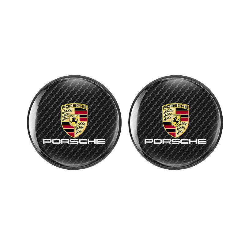 2 Stuks Auto Emblemen Bekerhouder Mat Onderzetter Leer Accessoires Voor Porsche Cayenne Panamera Macan 911 718 Taycan Boxster Cayman 918