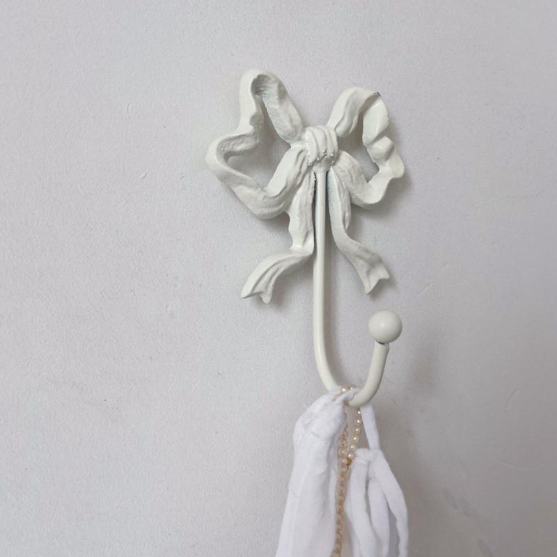 Pack of 2 Functional Bows Shaped Hooks Cast Iron for Wall Organization Space Saving Kitchen Hallway Closet Hanger