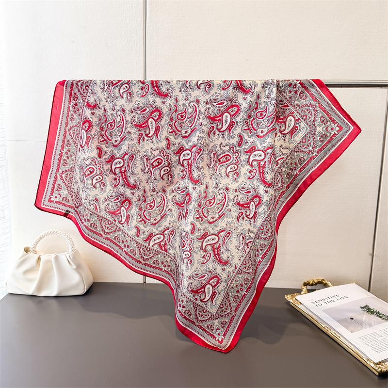 2026 New Paisley Print 70*70cm Square Scarf Women Neck Tie Soft Satin Neckerchief Female Foulard Headband Hijab Decorate Hand