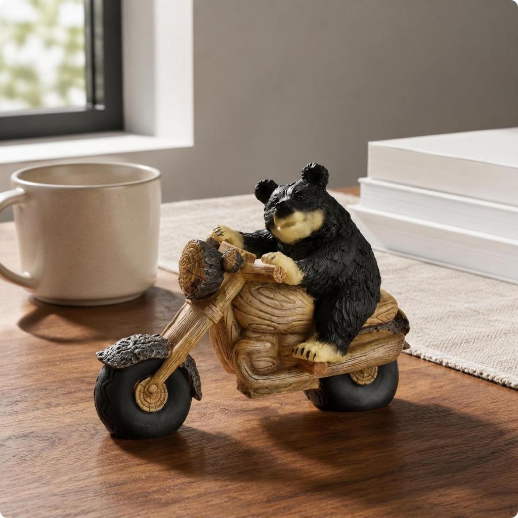 Resin Wildlife Figure Sculpture Painted Details Bear Figurine Freestanding Home
