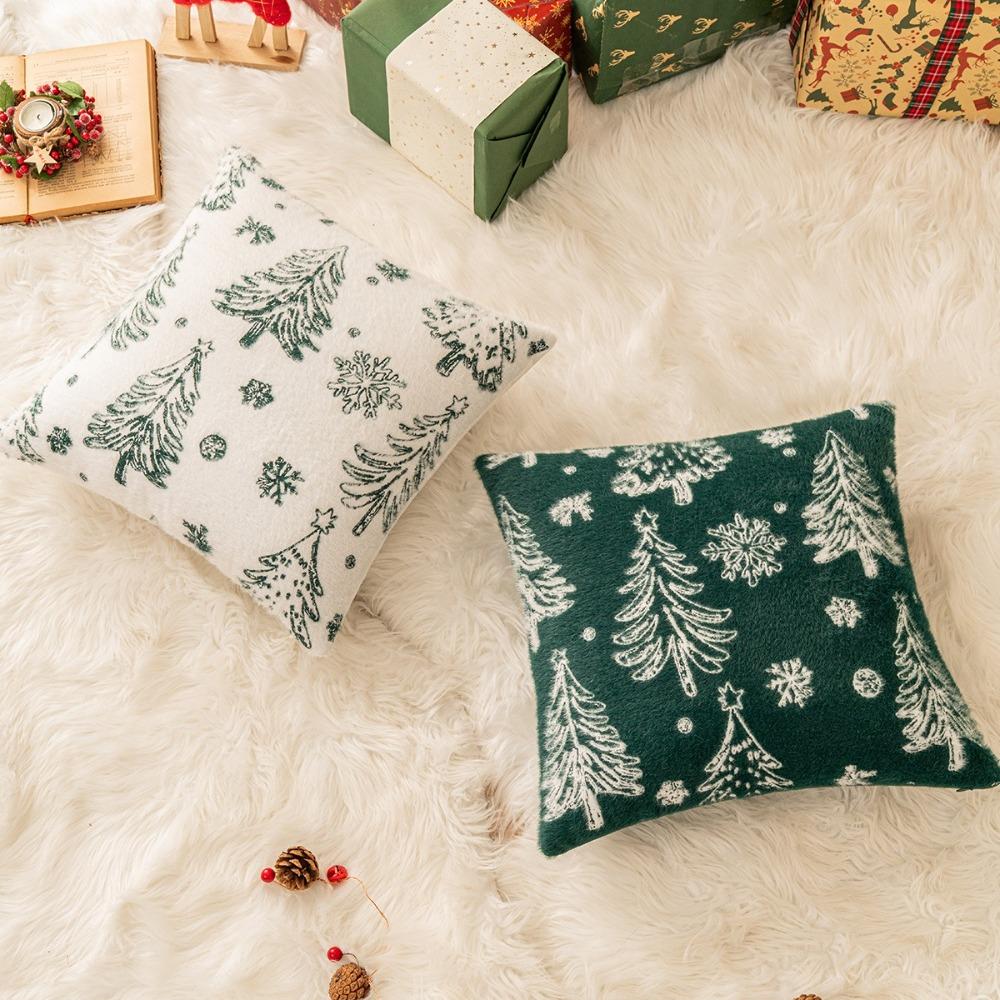 Delicate Christmas Pillowcase Soft Knitted Square Cover Xmas Tree Pattern Home Decor Case for Couch