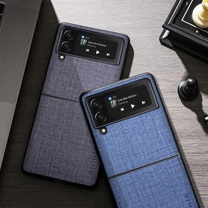 Non -Fingerprint Shockproof Fabric Case For Samsung Galaxy Z Flip 3 5g Flip3 Anti -Drop Phone Bag Fundas