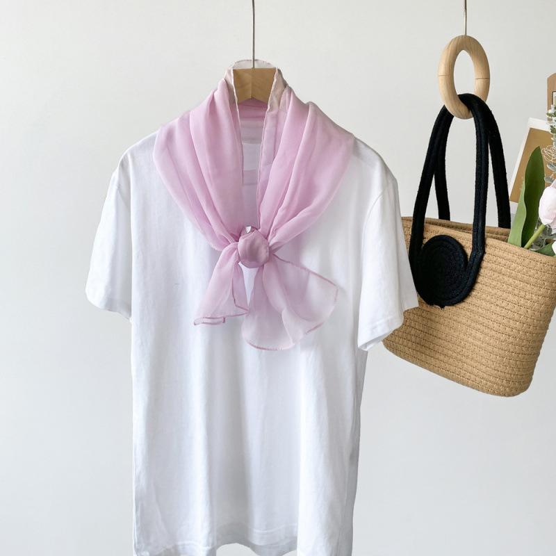 Solid Color Scarf Long Strips for Women Spring and Summer Color European and American Thin Scarf Neck Scarf Hair Strap Hair Strap