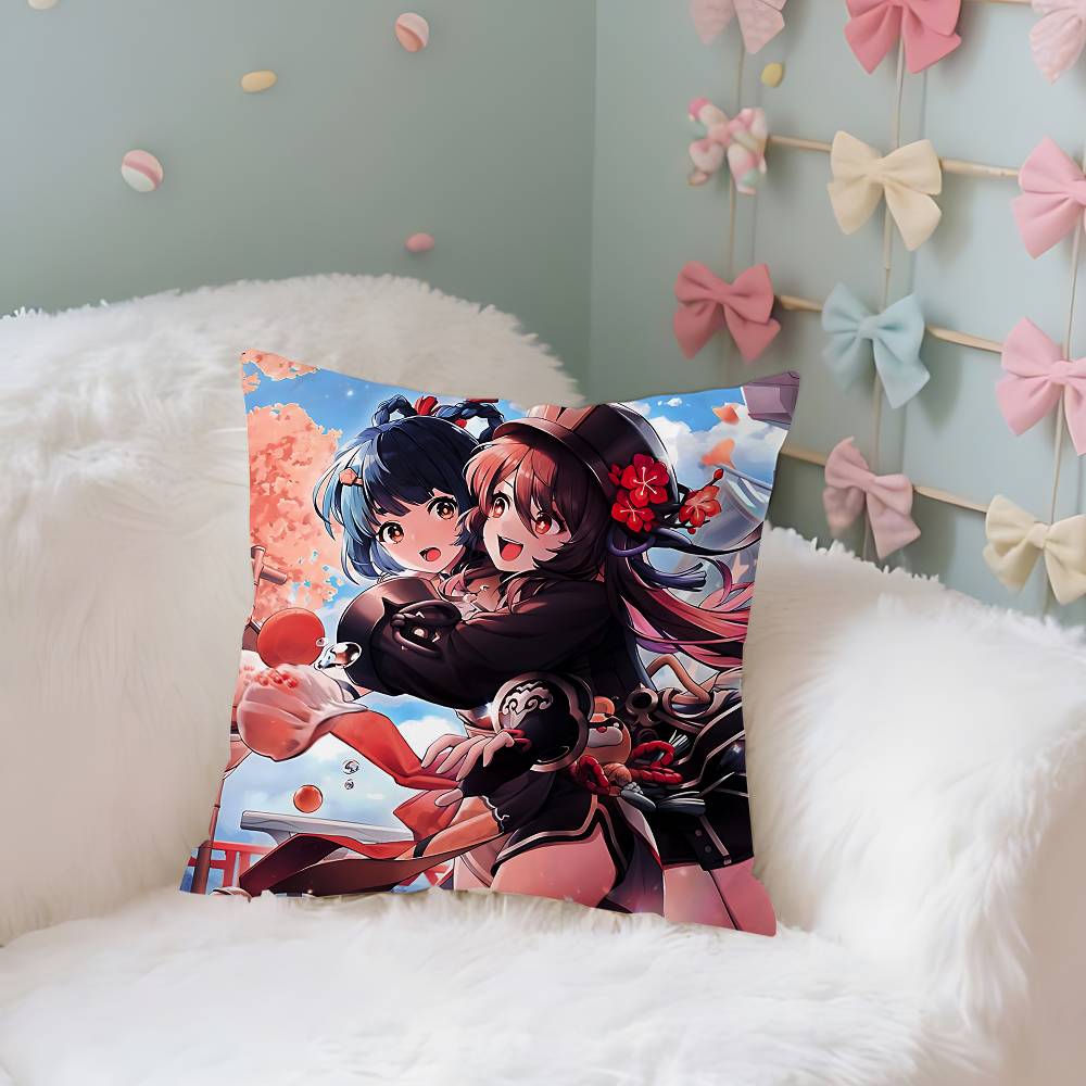 GameGGenshin Case Plush Fabric Soft Pillowcase Double Sided Print Cushion Cover Household Gifts