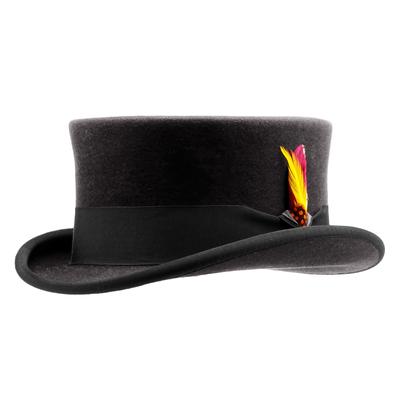 Fashion Versatile Solid Color Wool Top Hat Bow Ribbon Decorative Felt Hat Flat Top Curled Wool Top Hat