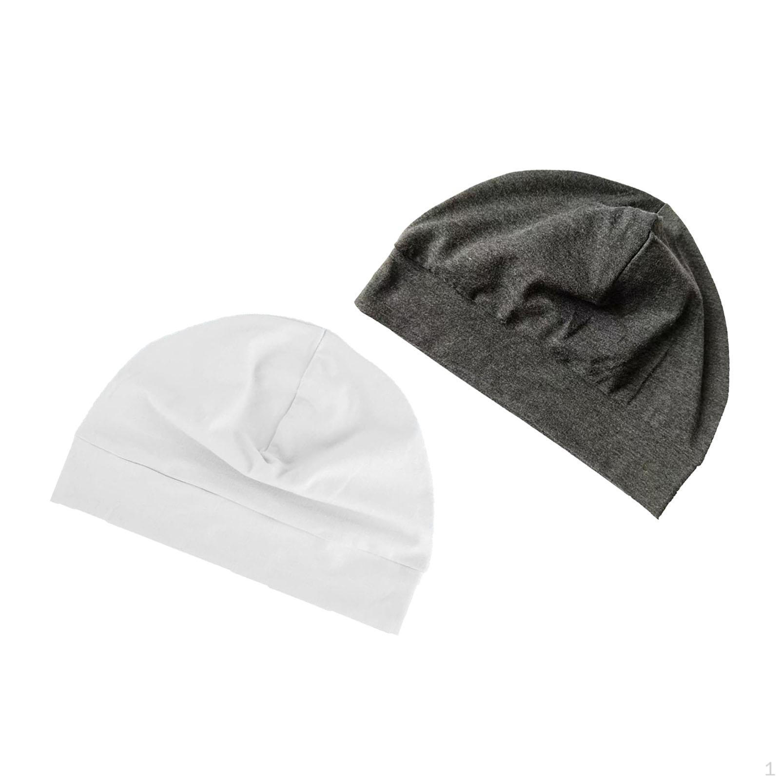 

2 Comfortable Nightcaps for Running, Fitness And Indoor Sleeping (adults) gray and White