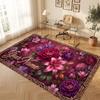 Floral Garden Theme Crystal Velvet Floor Rug Personalized Custom Name Text Warm Carpet Home Decoration