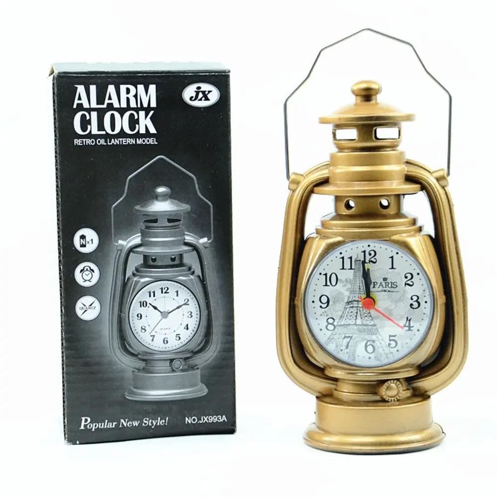 Retro Kerosene Light Alarm Clock Vintage Alarm Clock Table Clock Living Room Decor Articles Office Craft Ornament