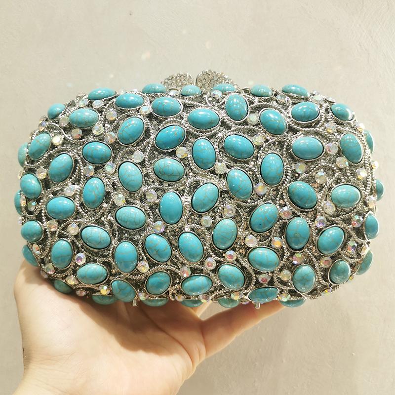 

Blue Big Rhinestone Evening Clutches Women Stone Clutch Bag Luxury High-end Lady Diamond Crystal Handbags Diamond Party Purses 17cmX8.5cmX4.5cm