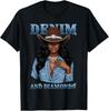 Denim and Diamonds African Melanin Cowgirls Western T-Shirt