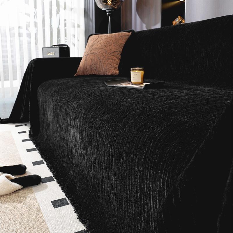 Nordic Style Light Luxury Solid Color Sofa Cushion Chenile Non Slip Anti Cat Scratch Blanket Four Season Universal Couch Cover