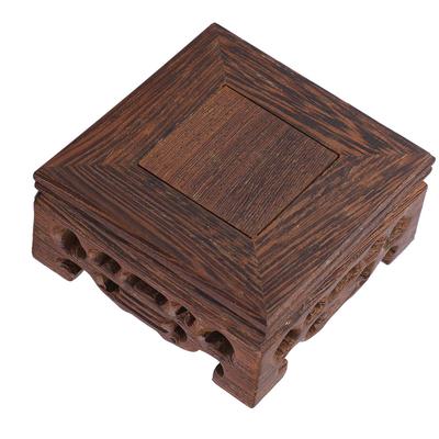 Delicate Small Square Teapot Base Vase Decoration Solid Wood Bonsai Pedestal Wooden Base(#1)