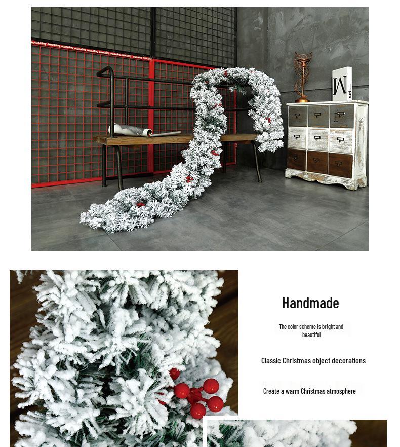 Christmas Rattan Rice Luxury Encrypted Window Display Set with Ball Ornaments and Wreath Decorations