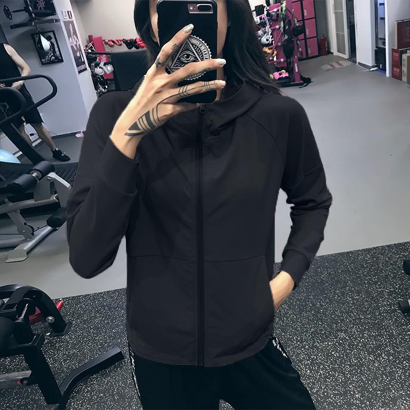 Women's Hooded Loose Sports Jacket - Quick Sleeve Yoga & Running Top