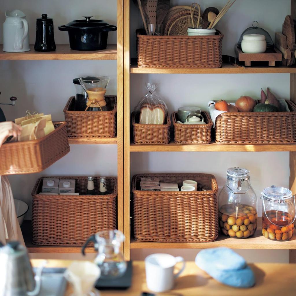 Belle Maison Washable Rattan-Style Storage Basket for Laundry Storage, XL, 38 X 27 X 22cm