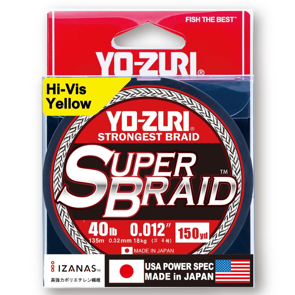 PE Line Super Braid 150YDS 40Lbs Yellow YO-ZURI Color