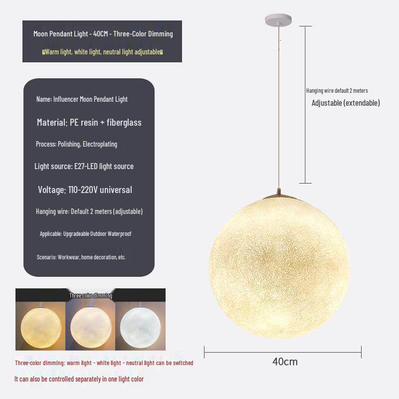 Creative Moon Pendant Lamp for Windows, Restaurants, Bars, and Shops