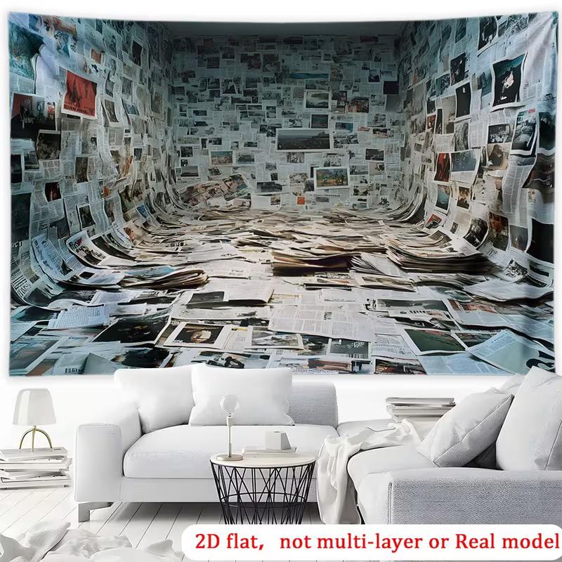 2D Retro Magazine Wall Backdrop, Newspaper Photography Background
