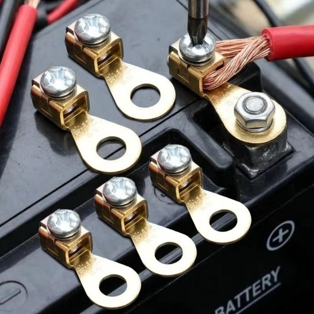 Reusable Solid Copper Car Battery Terminal Blocks 2.5‑10mm² Screw‑Tight Battery Connector 6mm Hole Cable Lug