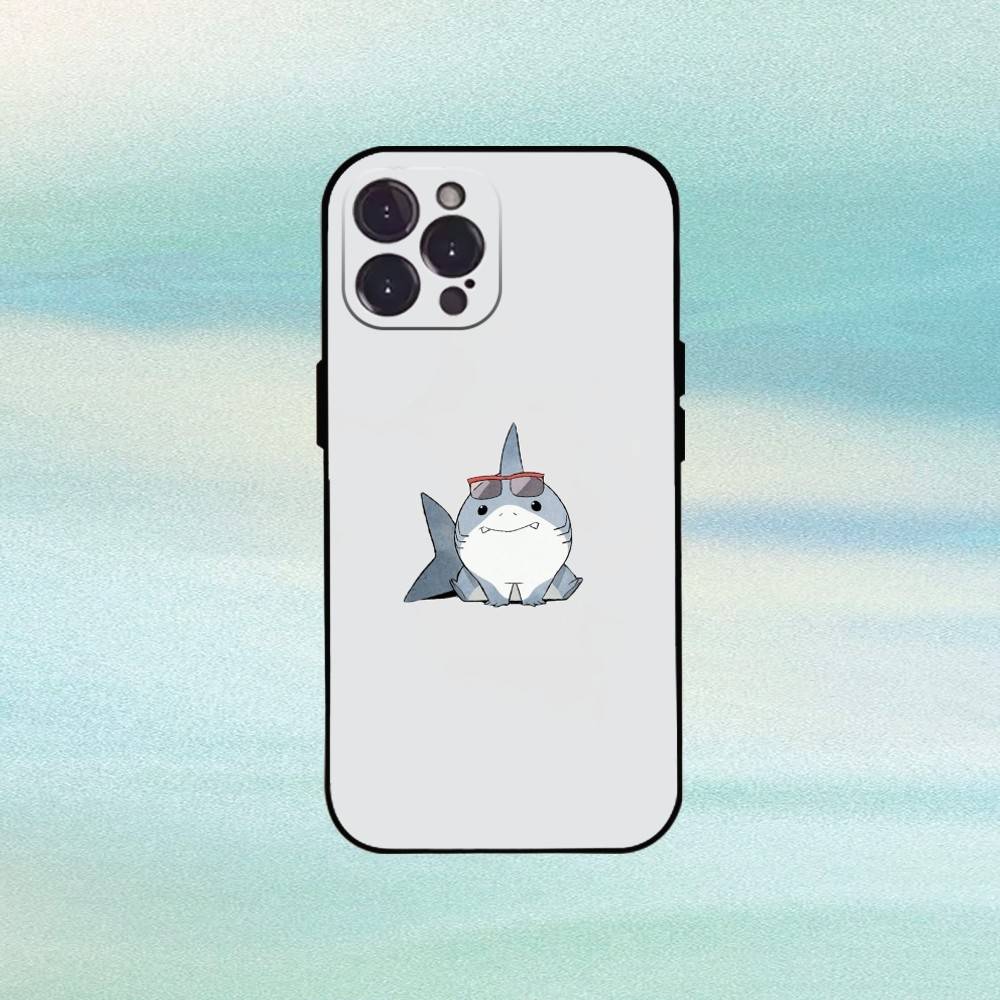 Cartoon Cute Shark Phone Case For iPhone17,16,15,14,13,12Plus,Pro Max,XS,5G Soft Silicone Black Cover