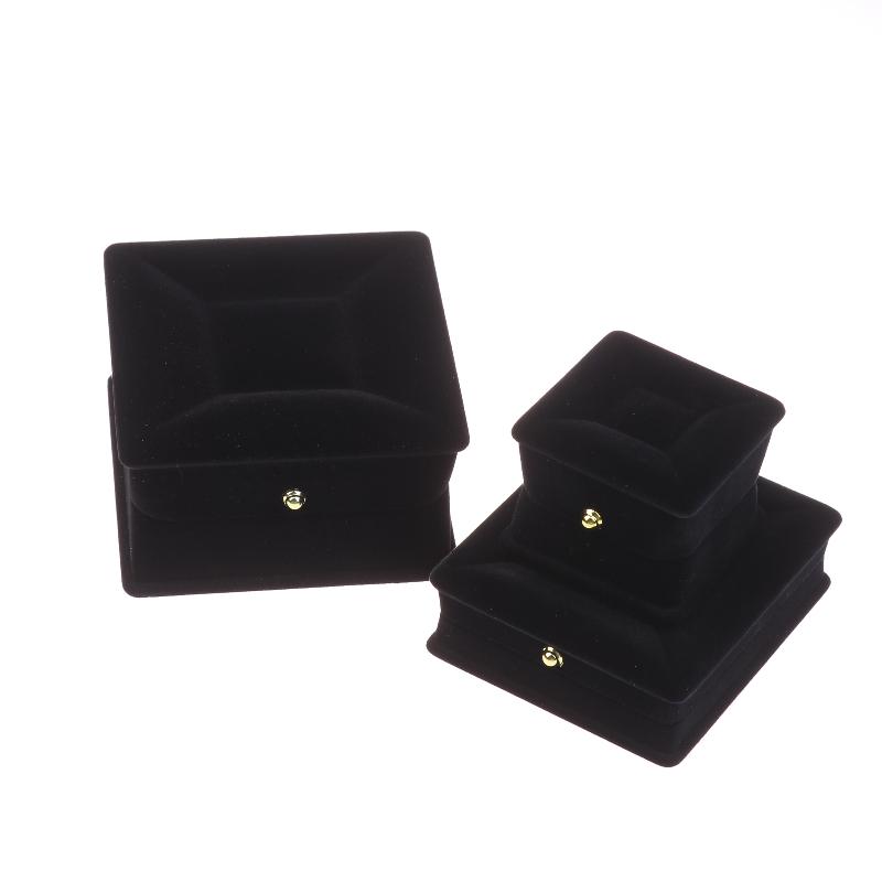Velvet Box Black Jewelry Display for Ring Pendant Bangle Necklace Soft Interior Organizer Storage Case for Wedding Proposal