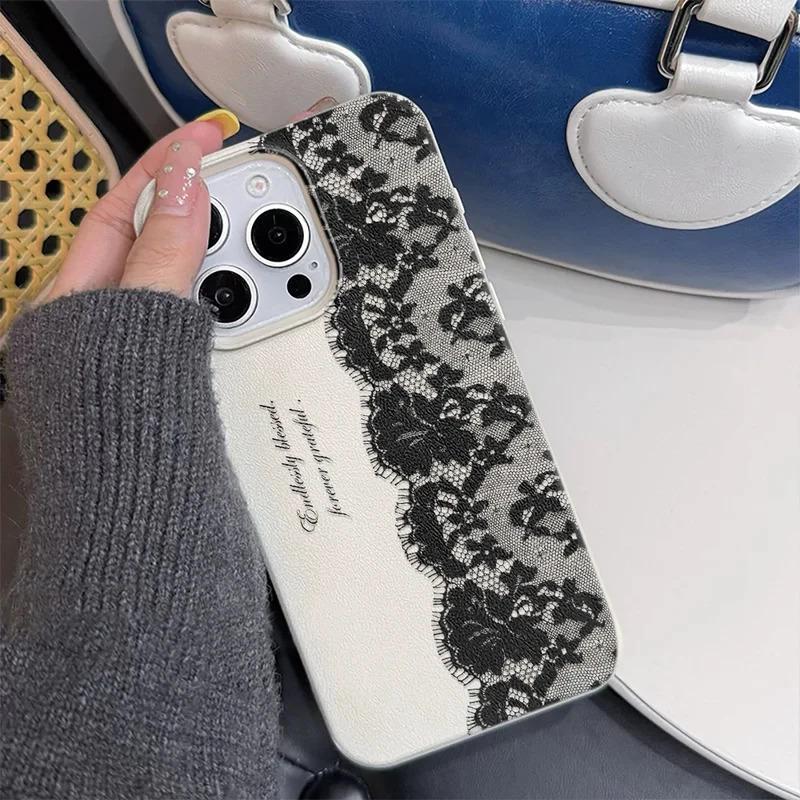 Mint Green Lace Pattern Lichee Leather Pattern Phone Case For Redmi A5 A3 A1 14C 13 12 12C 10 9 9A 9T 9C 8 K60 Ultra Shockproof