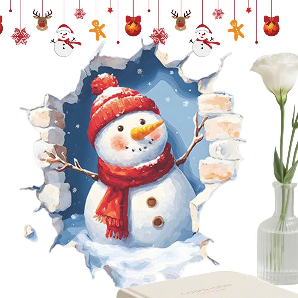 Holiday Window Clings PVC Wall-Breaking Santa Door Clings Wall-Breaking Santa Christmas Window Decals For Bathrooms Kitchens