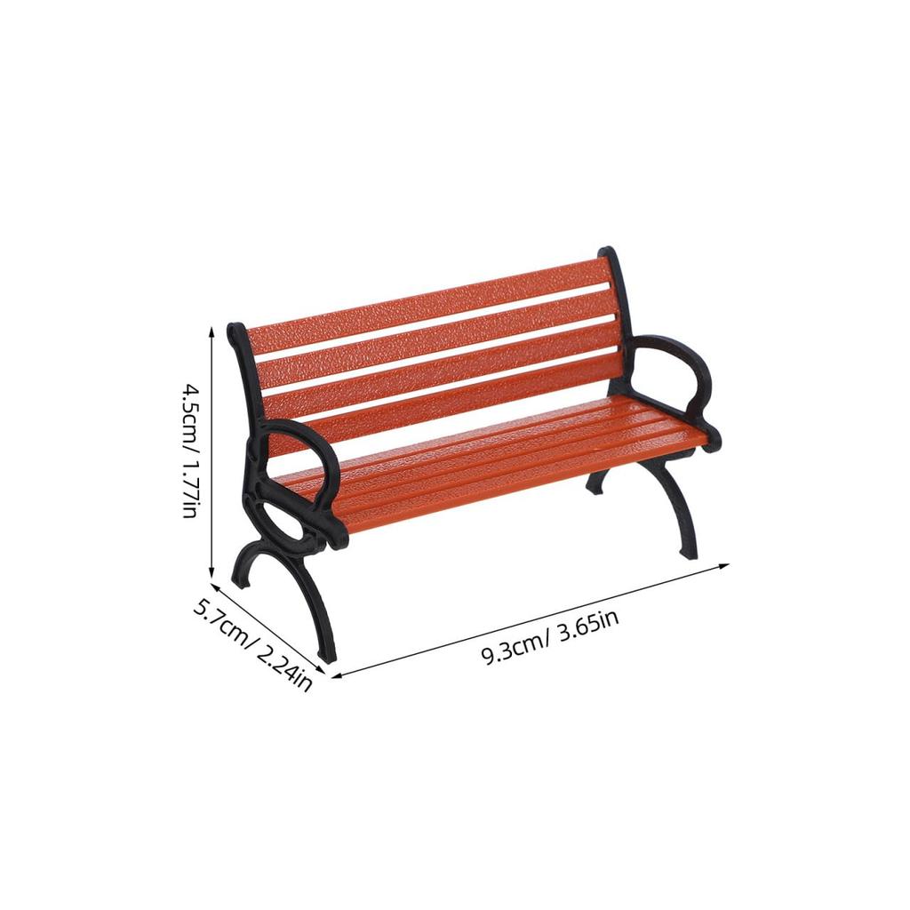 OUNONA Miniature Park Bench Model 3.66 x 2.24 x 1.77 inches Handmade Tabletop Decoration Mini Furniture Dollhouse Accessory Small Garden Bench
