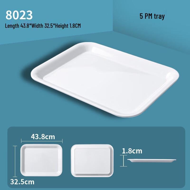 White Melamine-Style Rectangular Serving Trays