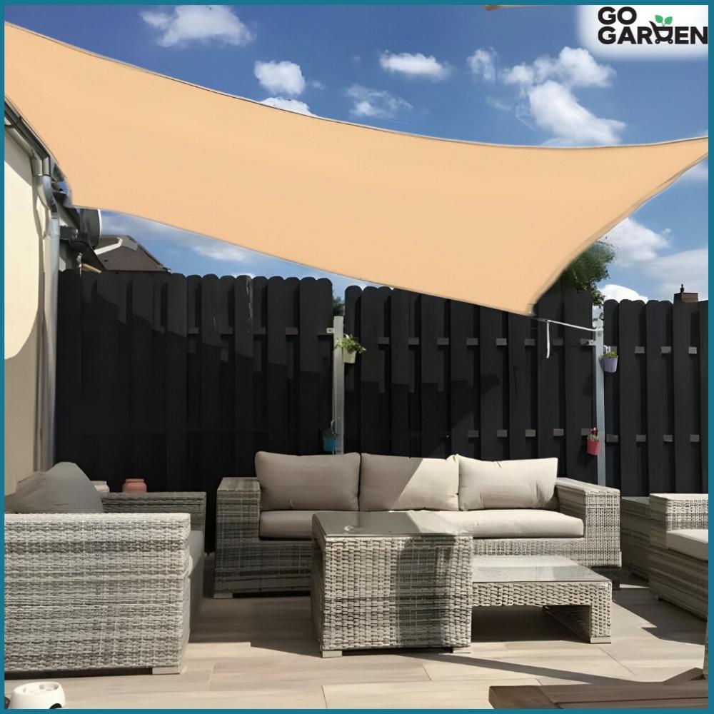 Sunshade tarpaulin canopy UV awning beige waterproof 3x3 m