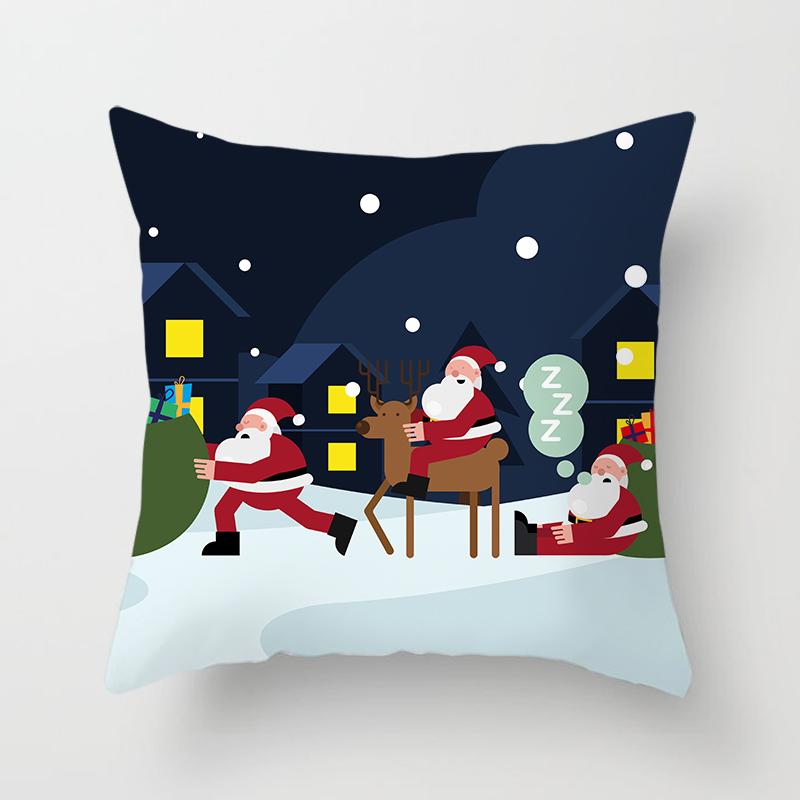Cartoon Santa Claus Pillowcase Sofa Kids Room Decoration Merry Christmas Cushion Cover